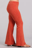 Chatoyant Plus Size Mineral Wash Bell Bottoms Rust