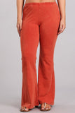Chatoyant Plus Size Mineral Wash Bell Bottoms Rust