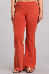 Chatoyant Plus Size Mineral Wash Bell Bottoms Rust