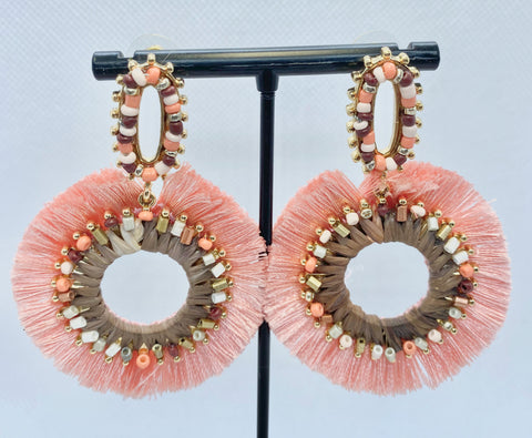 Peach Boho Beaded Earrings