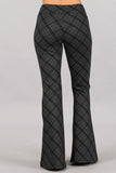 Chatoyant Plus Size Plaid Print Flared Bell Pants Charcoal Grey