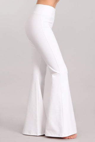 Chatoyant Plus Size Ponte Flare Bell Bottoms White
