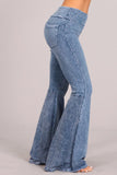 Chatoyant Plus Size Mineral Washed Cotton French Terry Light Denim