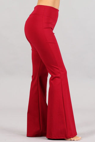Chatoyant Ponte Flare Bell Bottoms Red