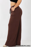 Plus Size Lounge Pants with Side Pockets Dark Brown