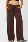 Plus Size Lounge Pants with Side Pockets Dark Brown
