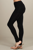 Chatoyant Ruched Fold-over Waistband Leggings Black