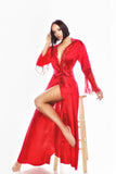 Red Lace Long Satin Robe