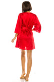 Barbados Cherry Satin Robe with Lace