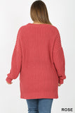 🍁  Plus Size Long Sleeve Sweater Dark Red🍂
