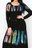 T-Party Multicolor Long Sleeve Tie Dye Maxi Dress