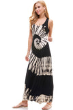T-Party Black and White Swirl Tie Dye Maxi Dress