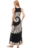 T-Party Black and White Swirl Tie Dye Maxi Dress