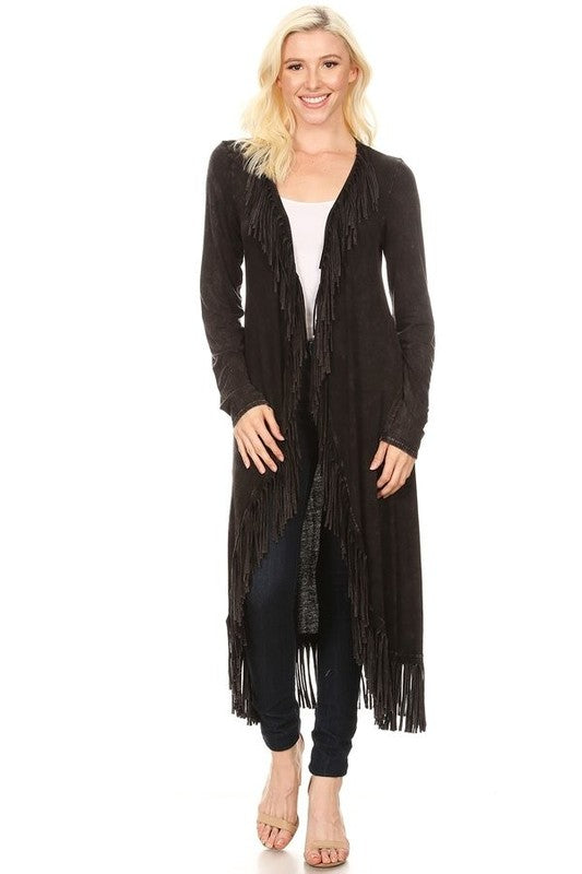 T-Party Fabulous Fringe Long Cardigan in 3 Colors