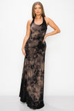 T-Party Black and Taupe Tie Dye Racerback Maxi Dress