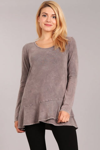 Chatoyant Soft and Stretchy Mineral Wash Tunic Desert Taupe