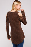 Urban X Tie Dye and Lace Long Sleeve Thermal Rusty Brown