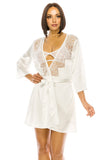 White Satin Robe with Lace