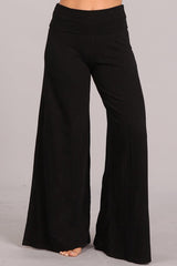 Chatoyant Mineral Wash Wide Leg Palazzo Pants Black
